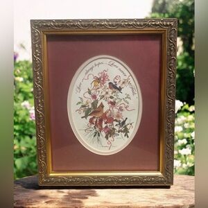 GoldFramed Cindy Callog’s Birds Floral “Love…Always hopes…Love never…Fails”
